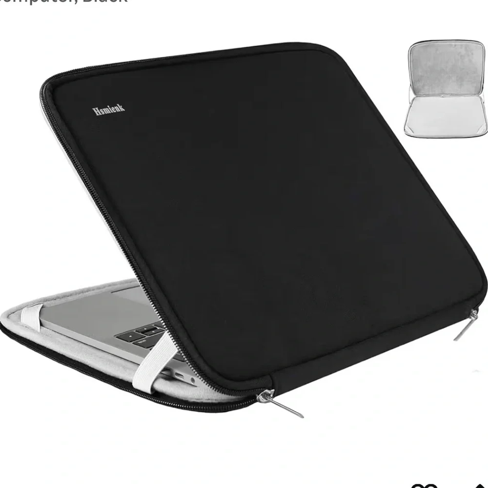 Black Laptop Sleeve 15.6” Durable Shockproof Protective Cover Flip Case